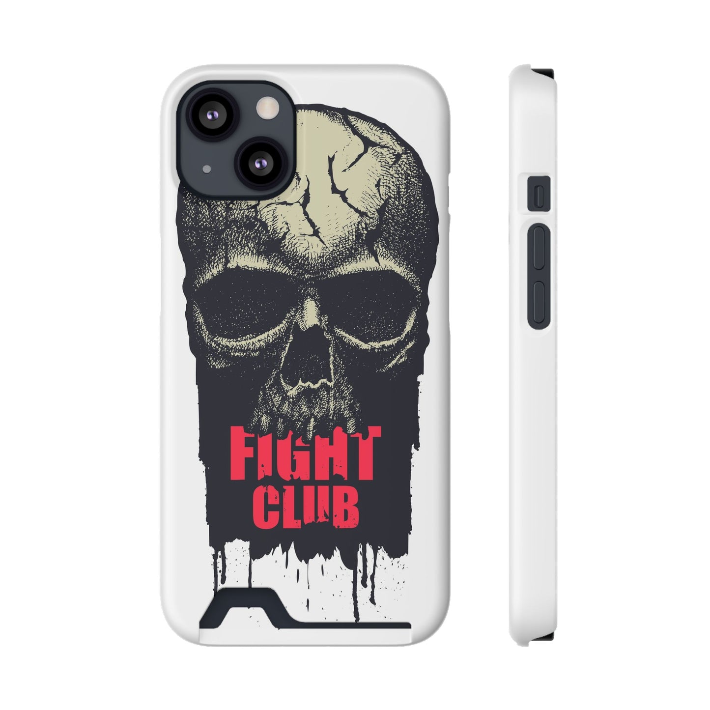 Fight Club Skull Phone Case with Card Holder — Bold Gothic Skull Design