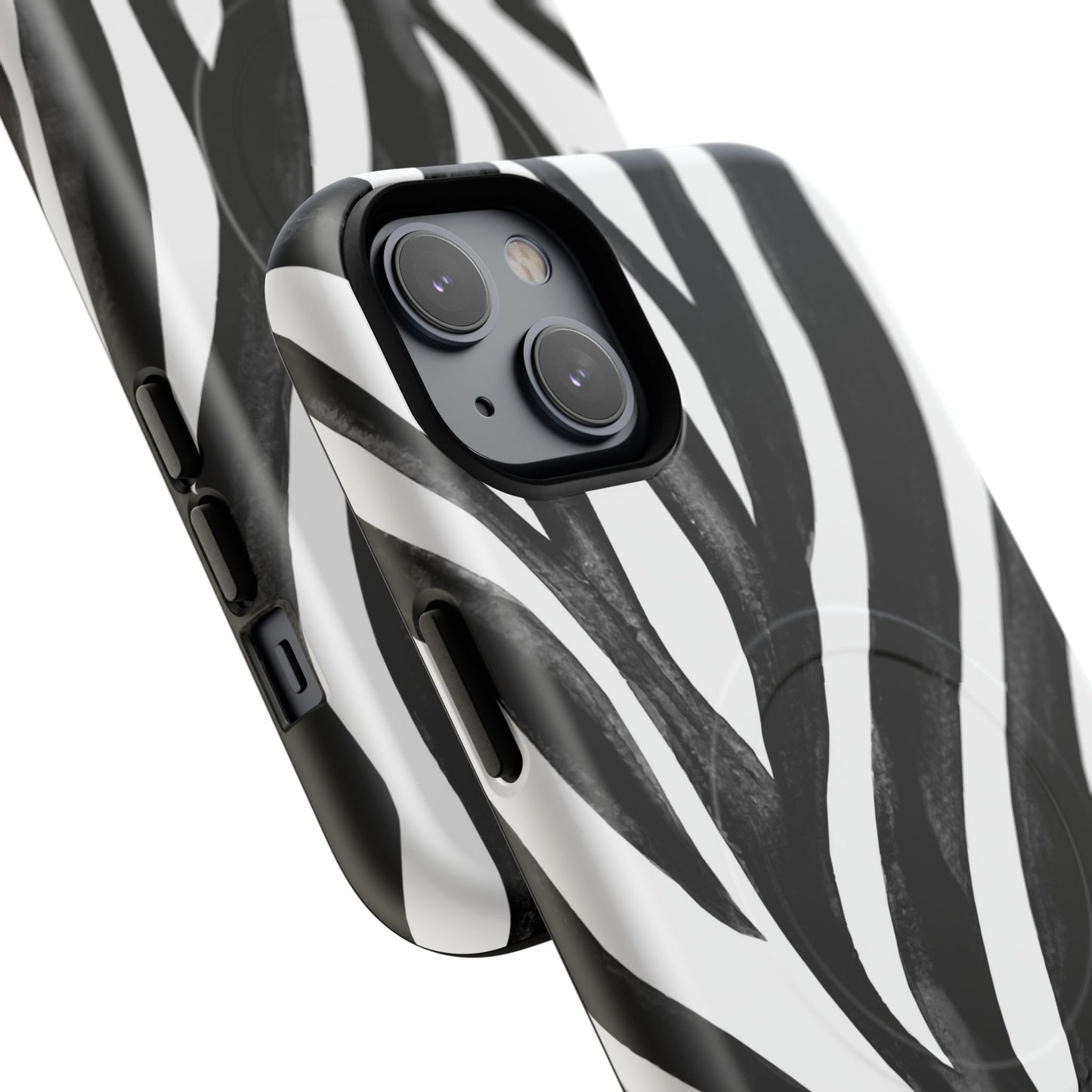 Wild Lines Zebra Stripe Tough Magnetic Phone Case — Black & White Protective Cover