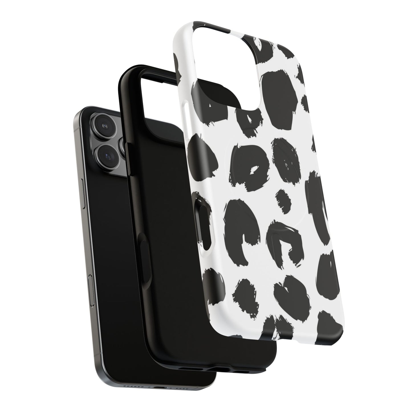 Ink Leopard Magnetic Phone Case — Black & White Animal Print Fashion Protective Cover