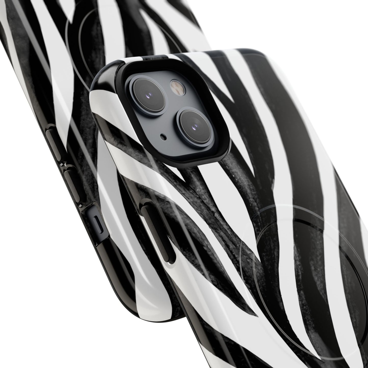 Wild Lines Zebra Stripe Tough Magnetic Phone Case — Black & White Protective Cover