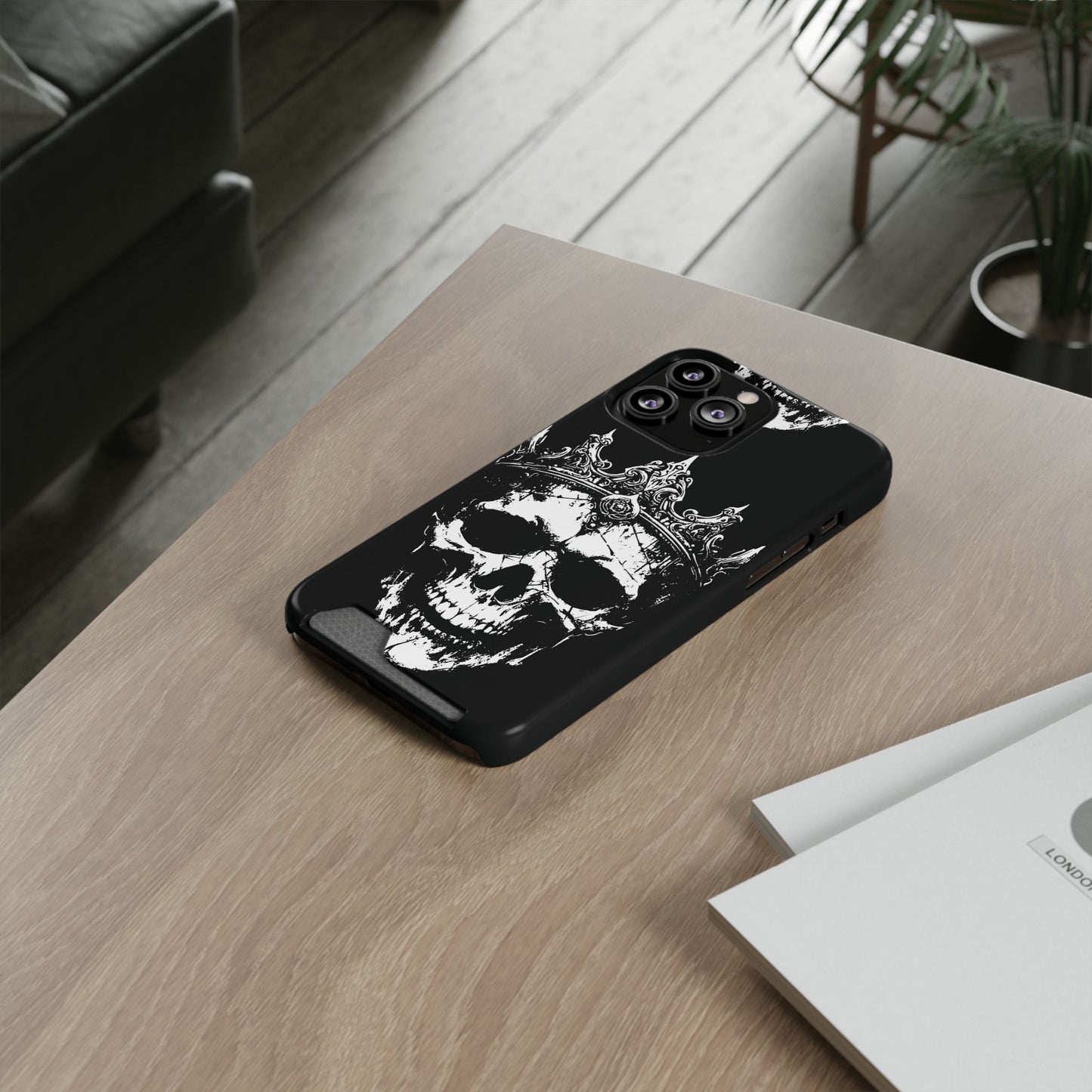 Crowned Chaos - Skull King Card-Holder Phone Case