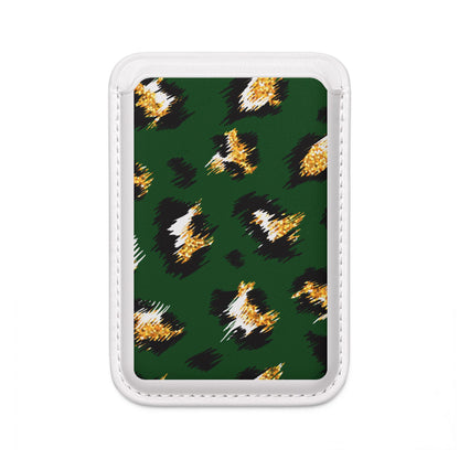 Green Leopard Print Vegan MagSafe Wallet — Card Holder for iPhone