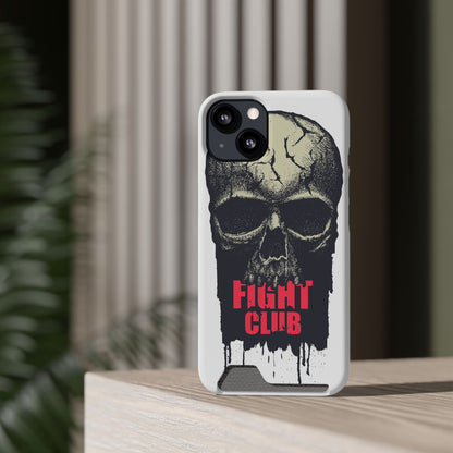 Fight Club Skull Phone Case with Card Holder — Bold Gothic Skull Design