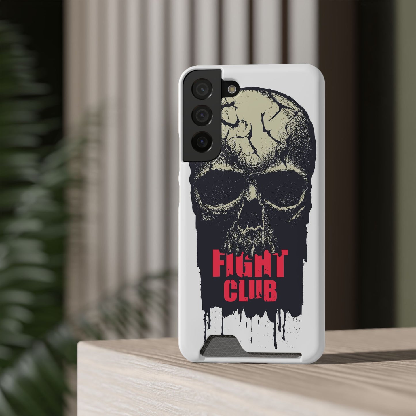 Fight Club Skull Phone Case with Card Holder — Bold Gothic Skull Design