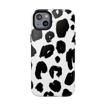Ink Leopard Magnetic Phone Case — Black & White Animal Print Fashion Protective Cover