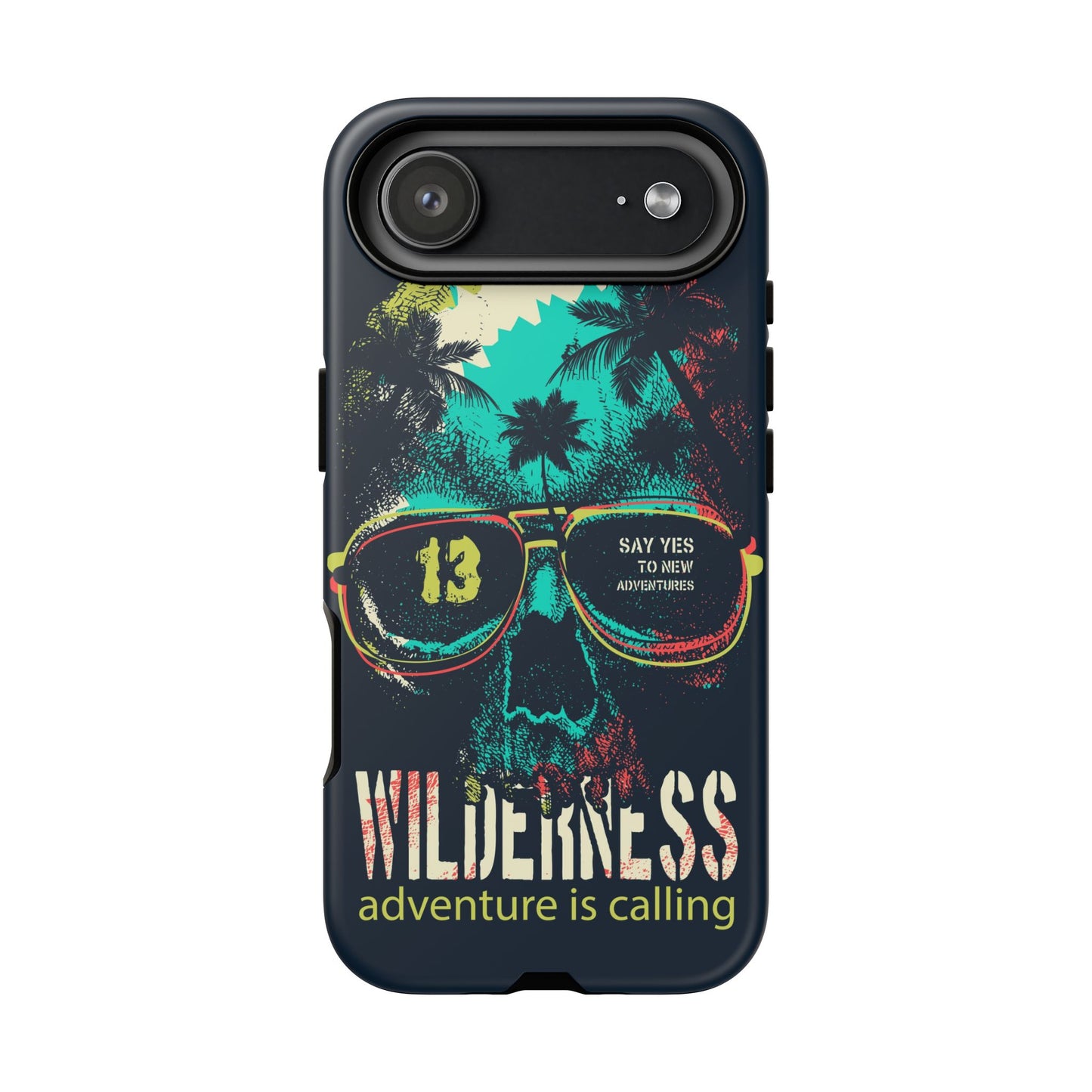 Wilderness Adventure Phone Case — 'Adventure Is Calling' Skull Sunglasses Design