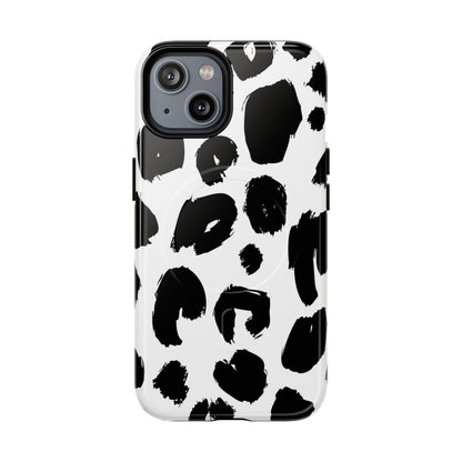 Ink Leopard Magnetic Phone Case — Black & White Animal Print Fashion Protective Cover