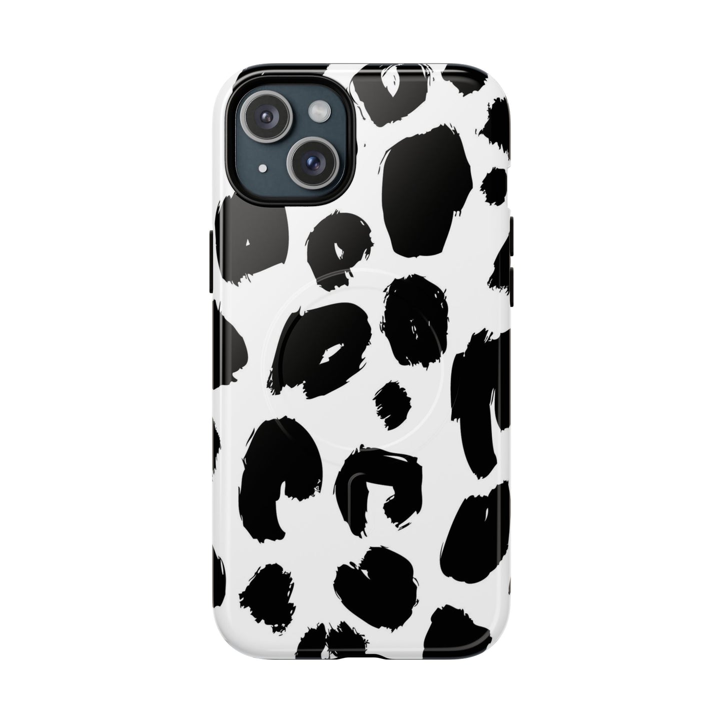 Ink Leopard Magnetic Phone Case — Black & White Animal Print Fashion Protective Cover