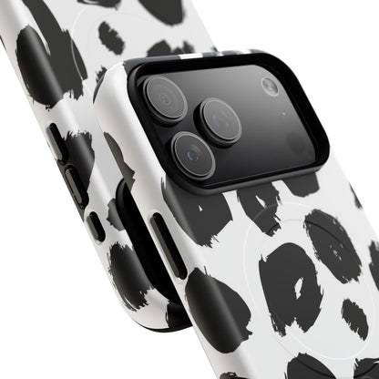 Ink Leopard Magnetic Phone Case — Black & White Animal Print Fashion Protective Cover