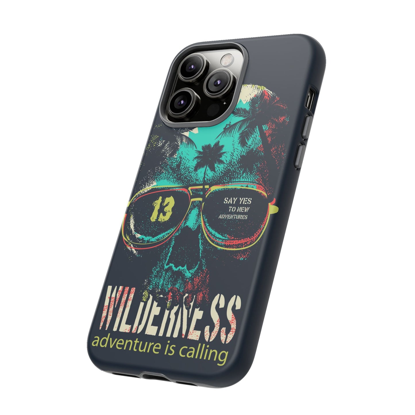 Wilderness Adventure Phone Case — 'Adventure Is Calling' Skull Sunglasses Design