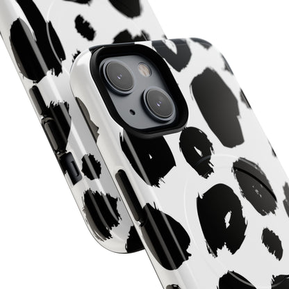 Ink Leopard Magnetic Phone Case — Black & White Animal Print Fashion Protective Cover