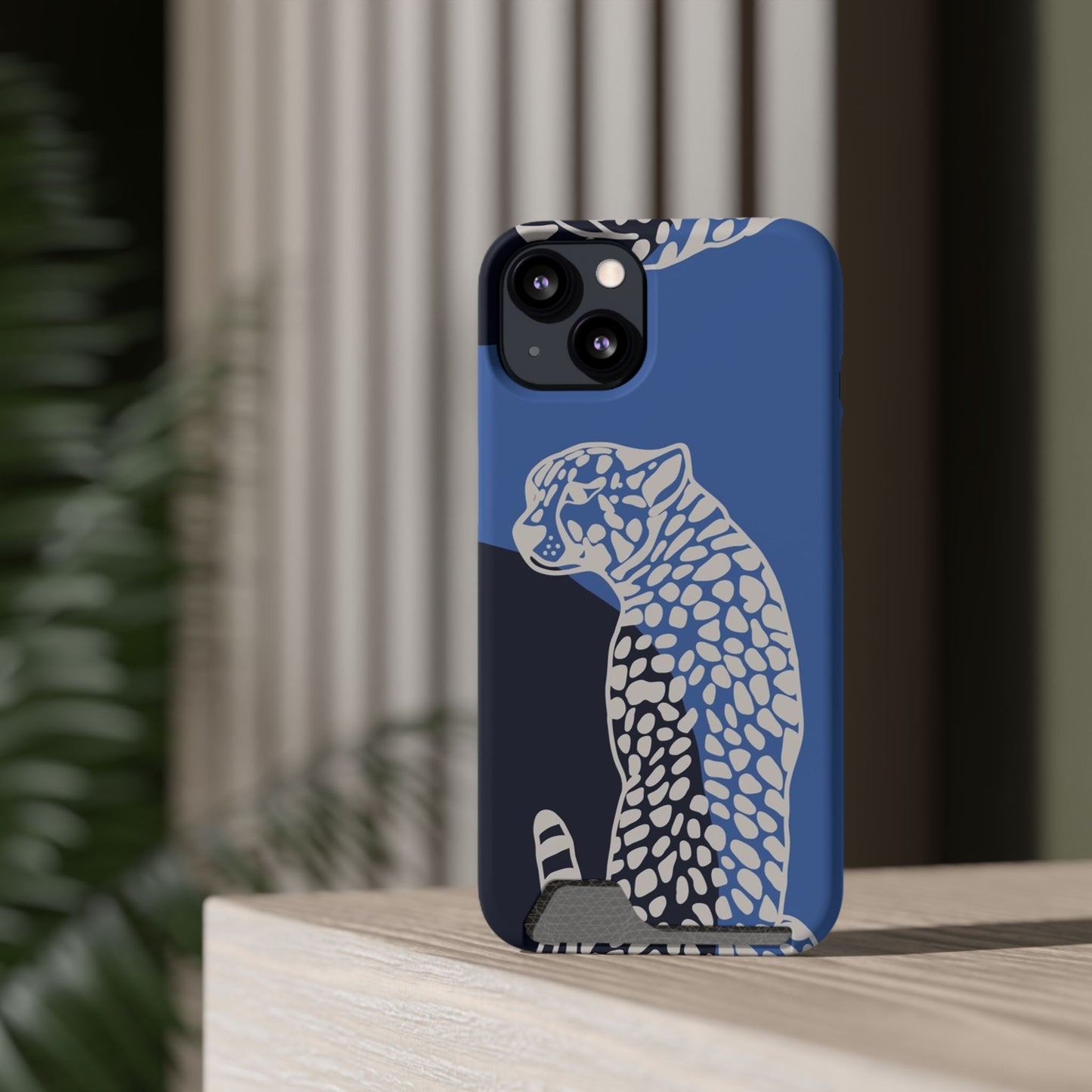 Leopard Bleu Card Phone Case — Blue Animal Print Card holder