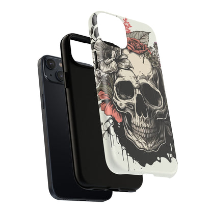 Dark Aura Skull & Roses iPhone Case – Gothic Floral Magnetic Protective Cover