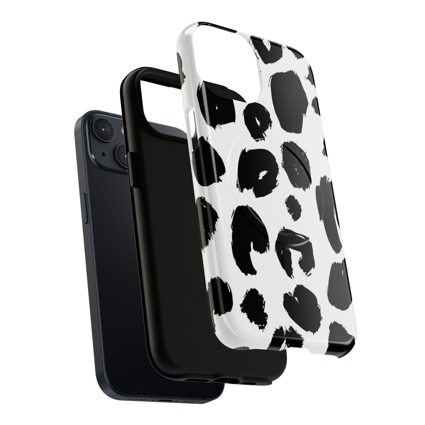 Ink Leopard Magnetic Phone Case — Black & White Animal Print Fashion Protective Cover