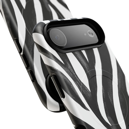 Wild Lines Zebra Stripe Tough Magnetic Phone Case — Black & White Protective Cover