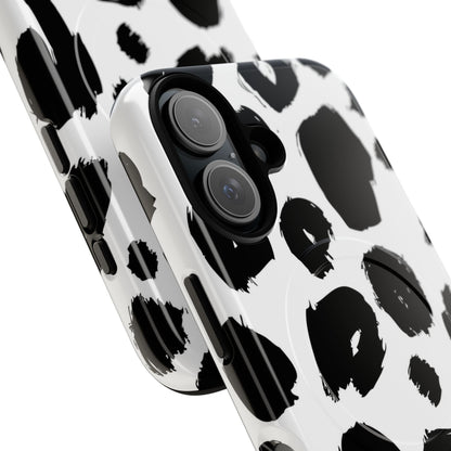 Ink Leopard Magnetic Phone Case — Black & White Animal Print Fashion Protective Cover