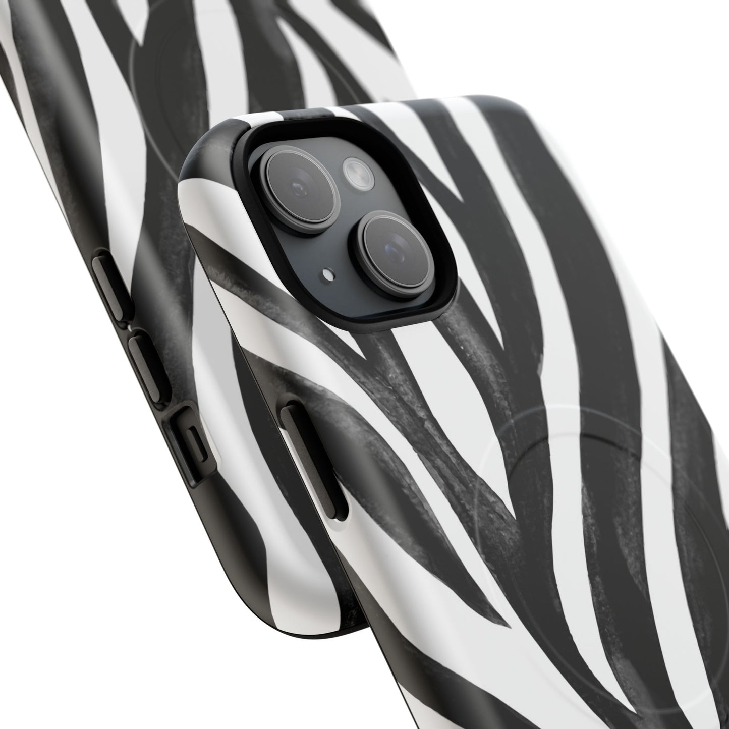 Wild Lines Zebra Stripe Tough Magnetic Phone Case — Black & White Protective Cover