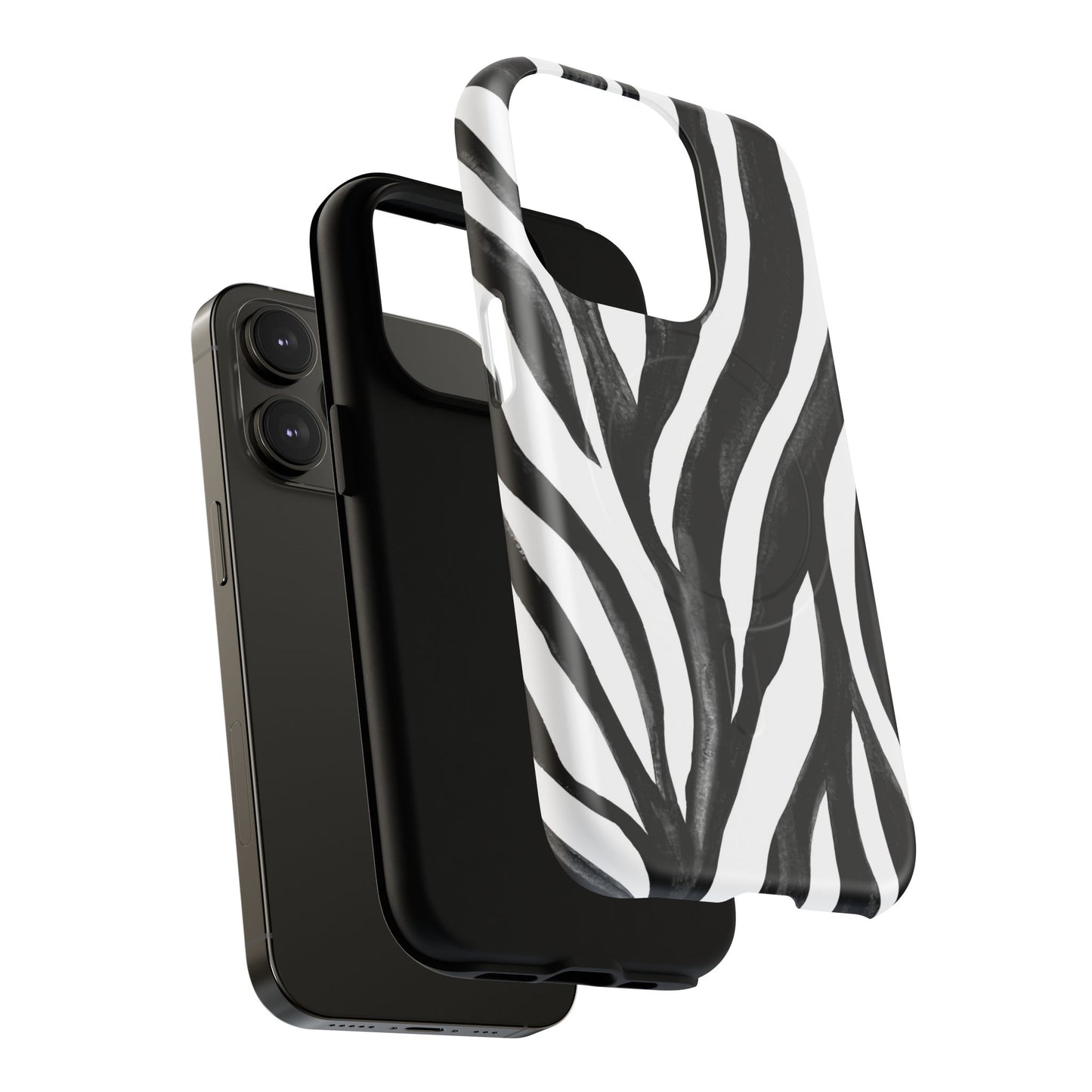 Wild Lines Zebra Stripe Tough Magnetic Phone Case — Black & White Protective Cover