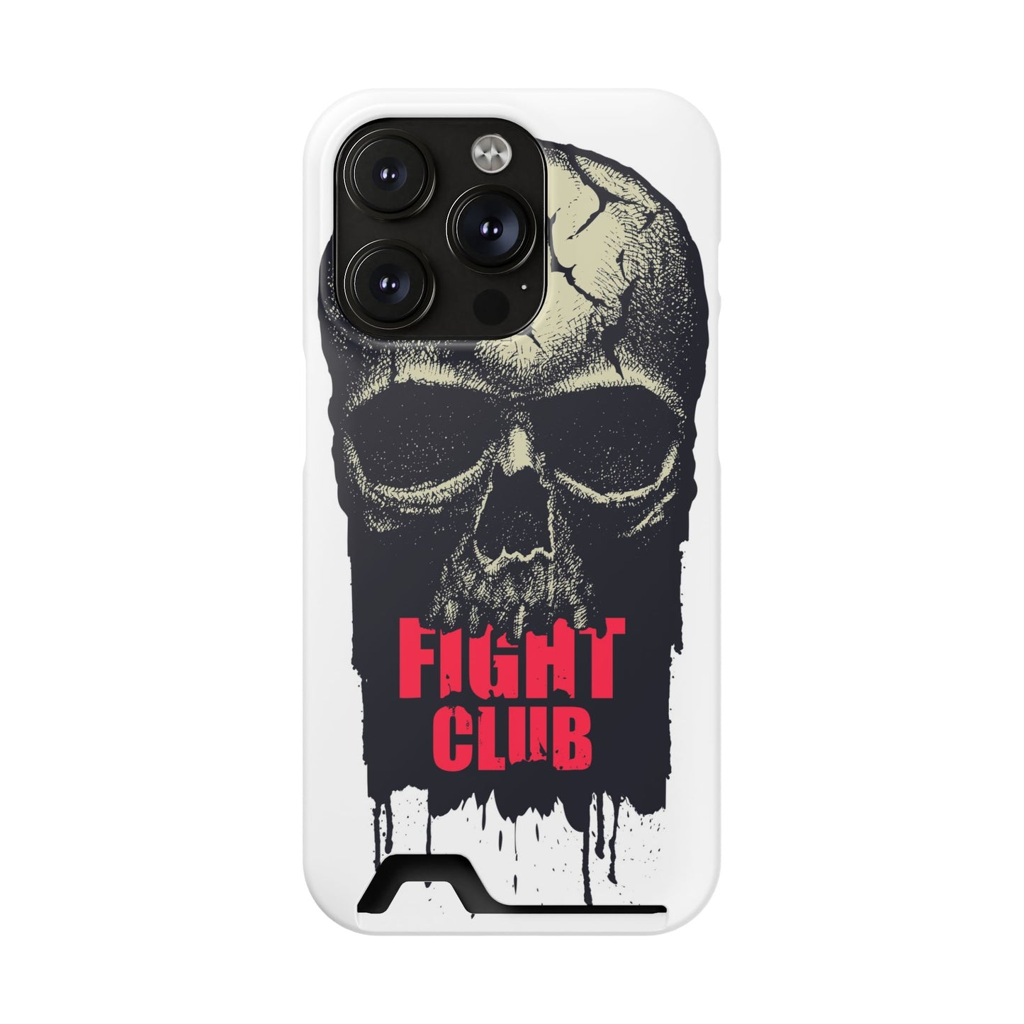 Fight Club Skull Phone Case with Card Holder — Bold Gothic Skull Design