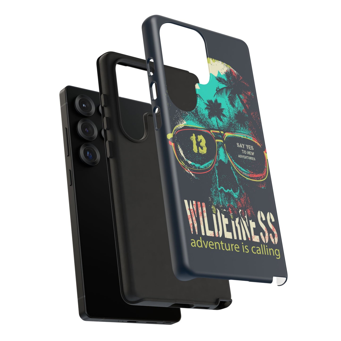 Wilderness Adventure Phone Case — 'Adventure Is Calling' Skull Sunglasses Design