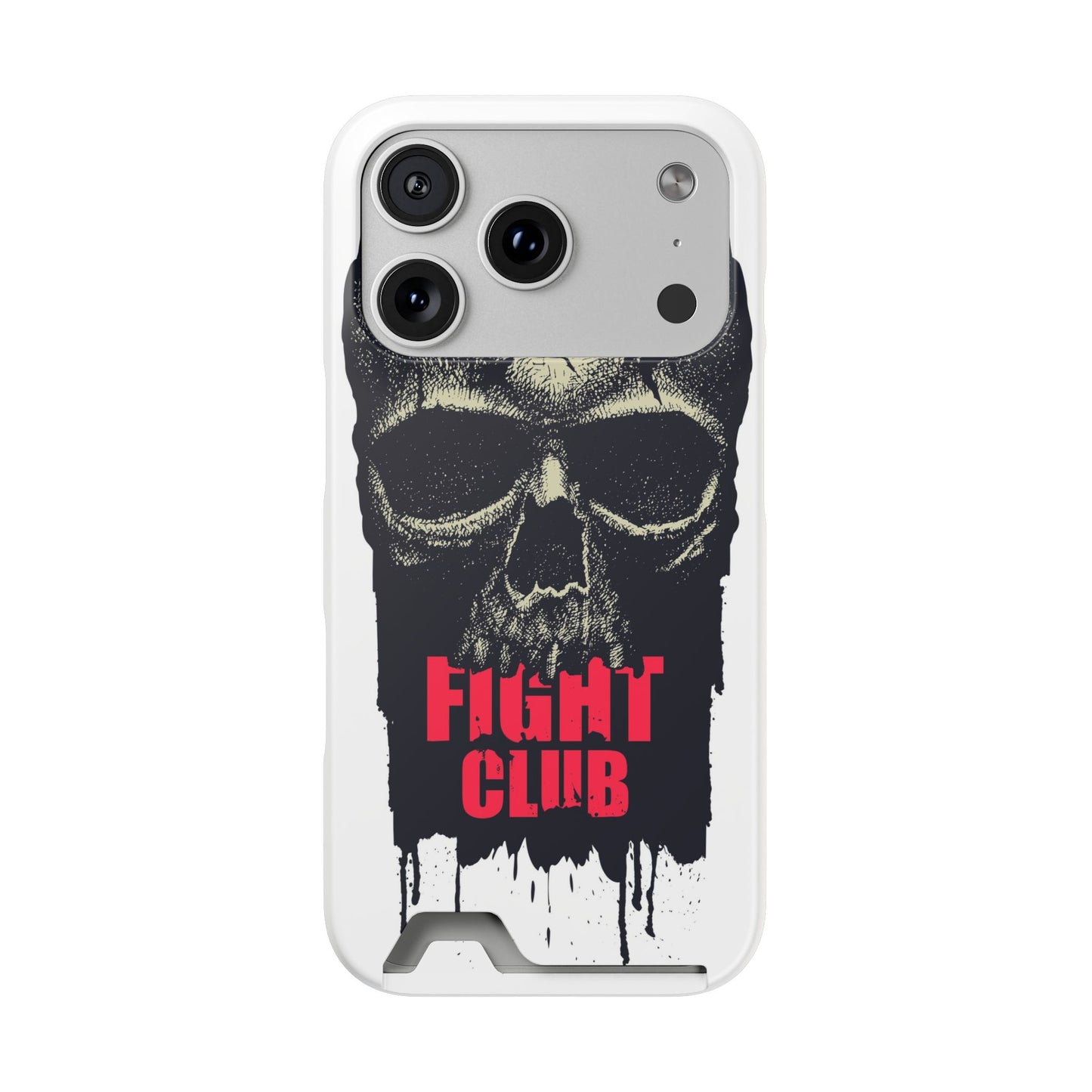 Fight Club Skull Phone Case with Card Holder — Bold Gothic Skull Design