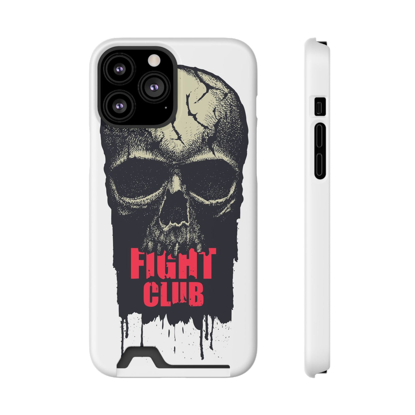 Fight Club Skull Phone Case with Card Holder — Bold Gothic Skull Design