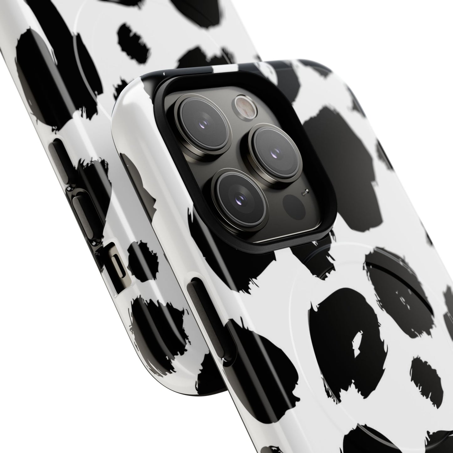 Ink Leopard Magnetic Phone Case — Black & White Animal Print Fashion Protective Cover