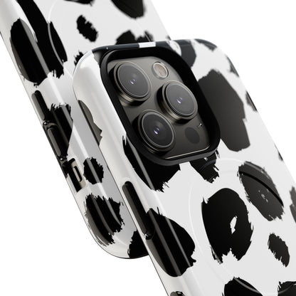 Ink Leopard Magnetic Phone Case — Black & White Animal Print Fashion Protective Cover