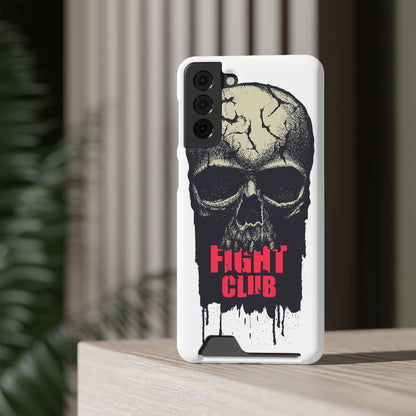 Fight Club Skull Phone Case with Card Holder — Bold Gothic Skull Design