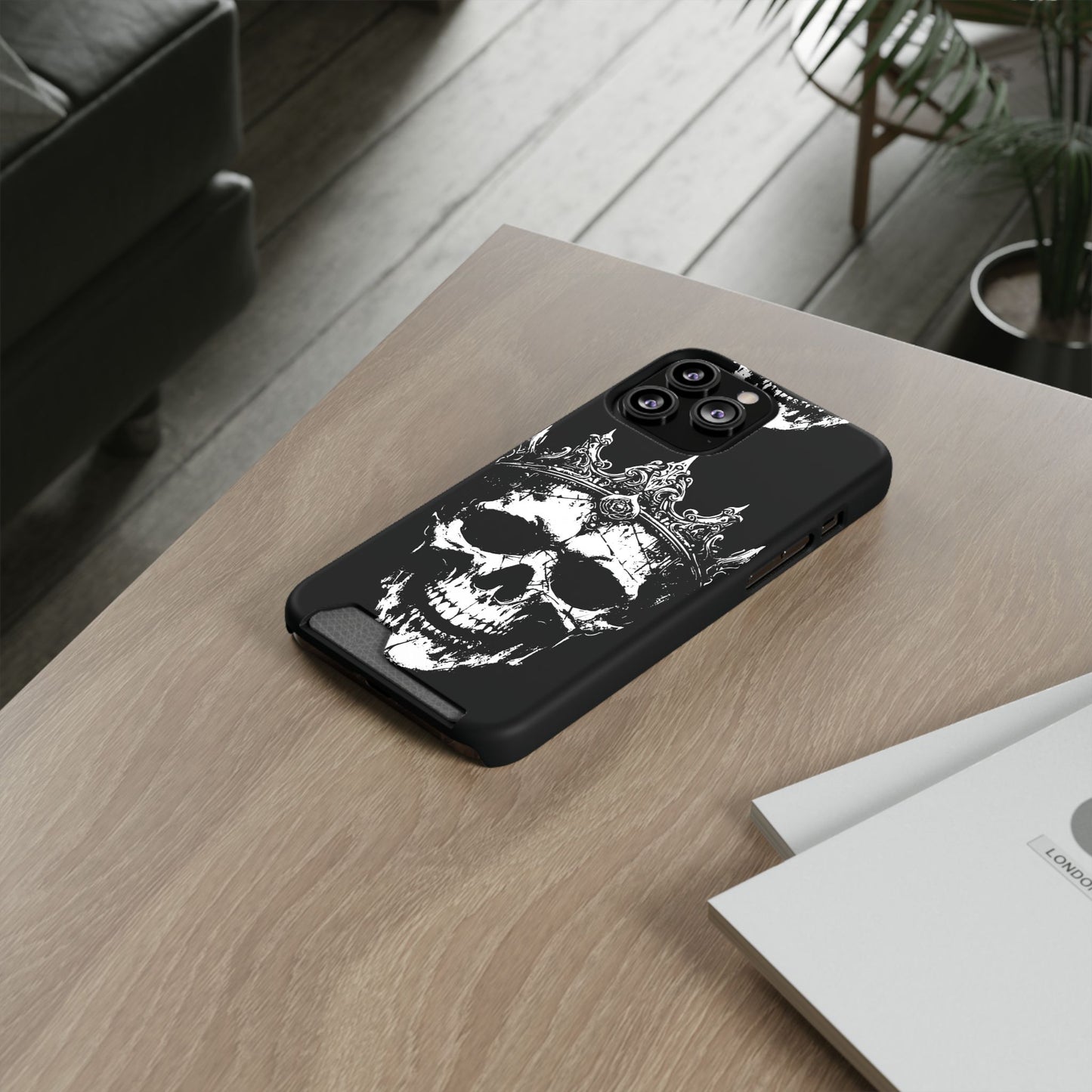 Crowned Chaos - Skull King Card-Holder Phone Case