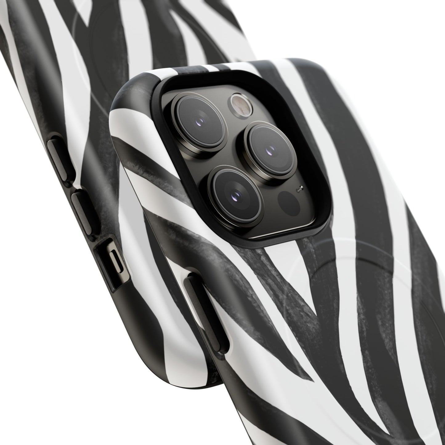 Wild Lines Zebra Stripe Tough Magnetic Phone Case — Black & White Protective Cover