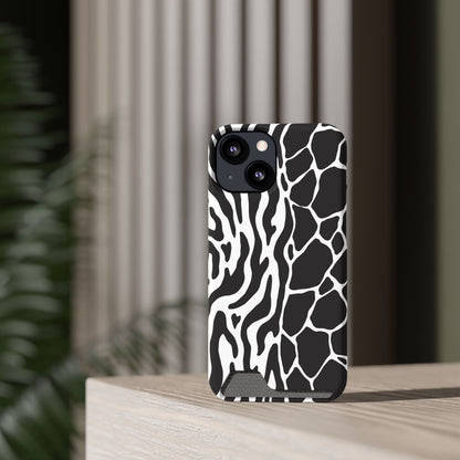 Animal Print Phone Case — Zebra & Giraffe Edition with Card Holder — Slim, Stylish, MagSafe