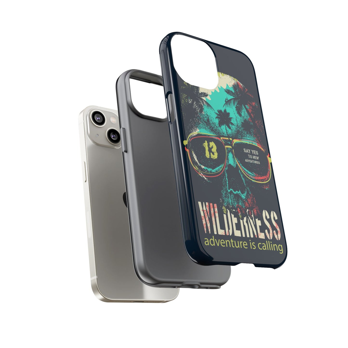 Wilderness Adventure Phone Case — 'Adventure Is Calling' Skull Sunglasses Design