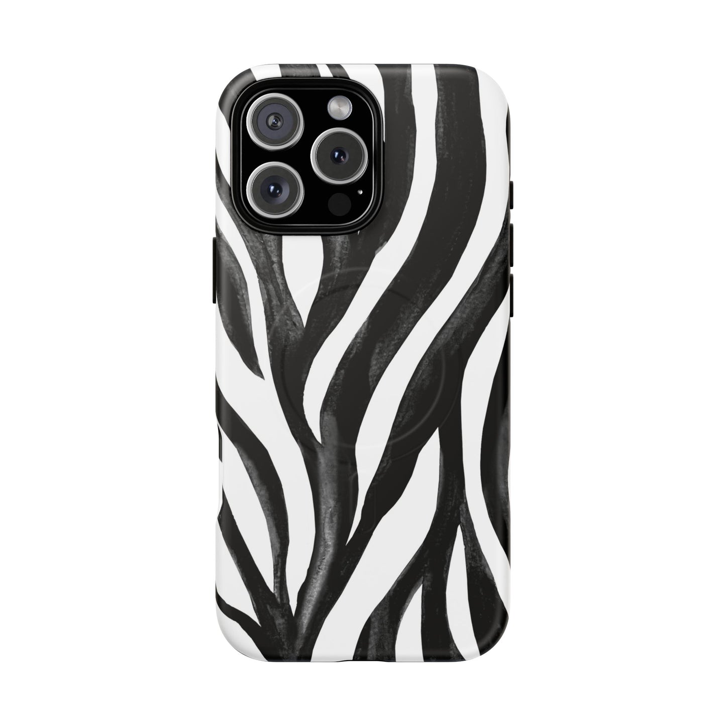 Wild Lines Zebra Stripe Tough Magnetic Phone Case — Black & White Protective Cover