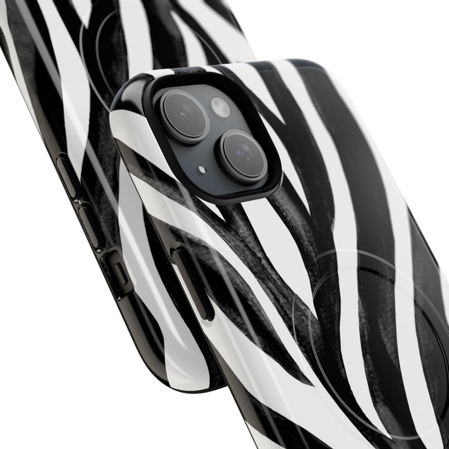 Wild Lines Zebra Stripe Tough Magnetic Phone Case — Black & White Protective Cover
