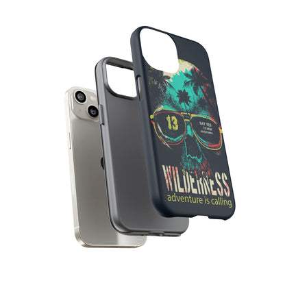 Wilderness Adventure Phone Case — 'Adventure Is Calling' Skull Sunglasses Design