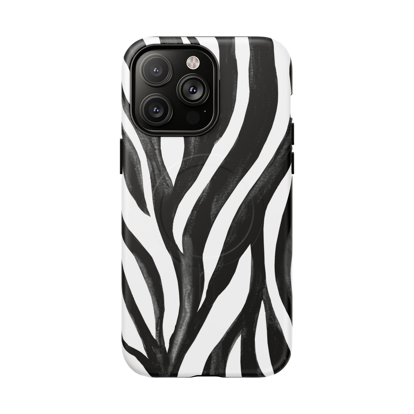 Wild Lines Zebra Stripe Tough Magnetic Phone Case — Black & White Protective Cover