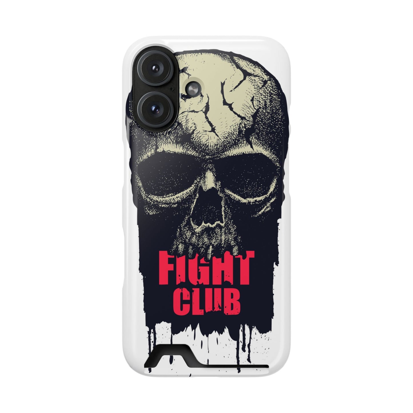 Fight Club Skull Phone Case with Card Holder — Bold Gothic Skull Design