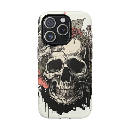 Dark Aura Skull & Roses iPhone Case – Gothic Floral Magnetic Protective Cover