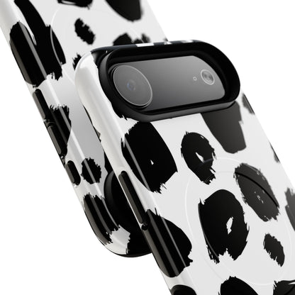 Ink Leopard Magnetic Phone Case — Black & White Animal Print Fashion Protective Cover
