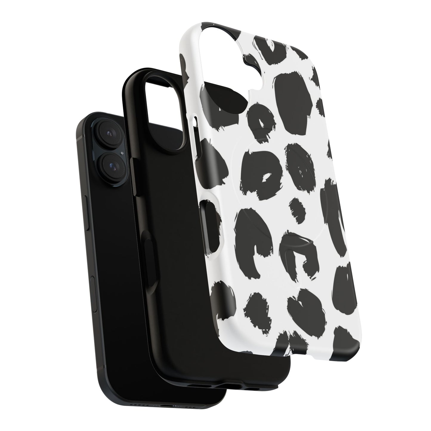Ink Leopard Magnetic Phone Case — Black & White Animal Print Fashion Protective Cover
