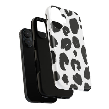 Ink Leopard Magnetic Phone Case — Black & White Animal Print Fashion Protective Cover