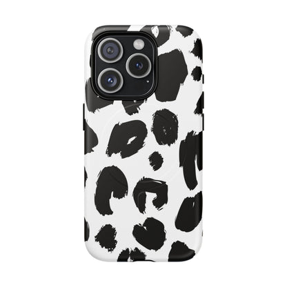 Ink Leopard Magnetic Phone Case — Black & White Animal Print Fashion Protective Cover