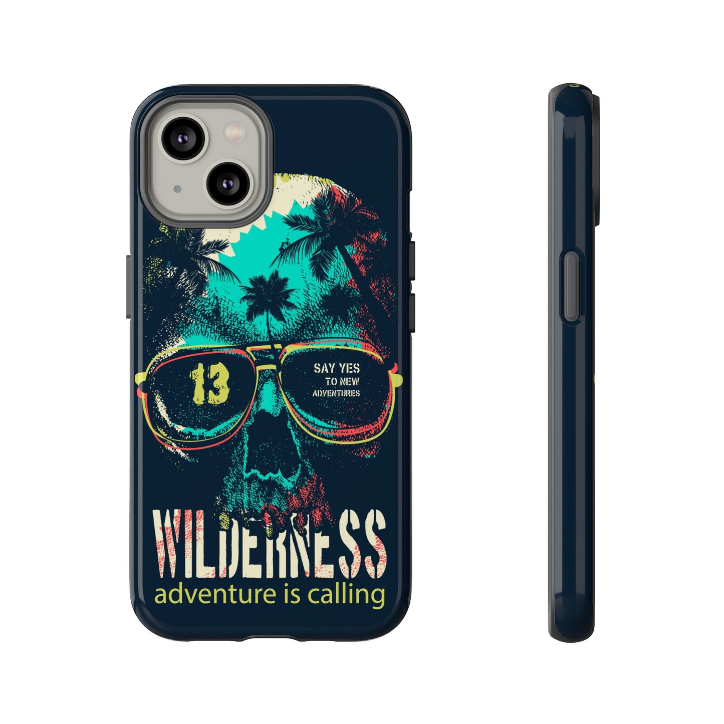 Wilderness Adventure Phone Case — 'Adventure Is Calling' Skull Sunglasses Design
