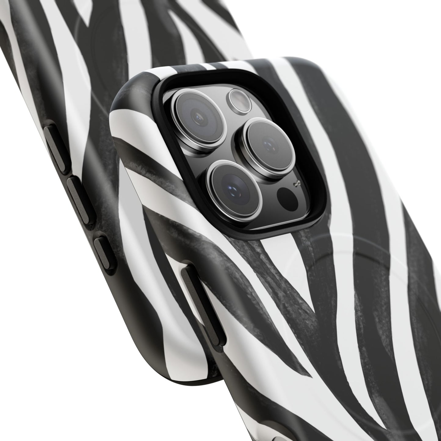 Wild Lines Zebra Stripe Tough Magnetic Phone Case — Black & White Protective Cover