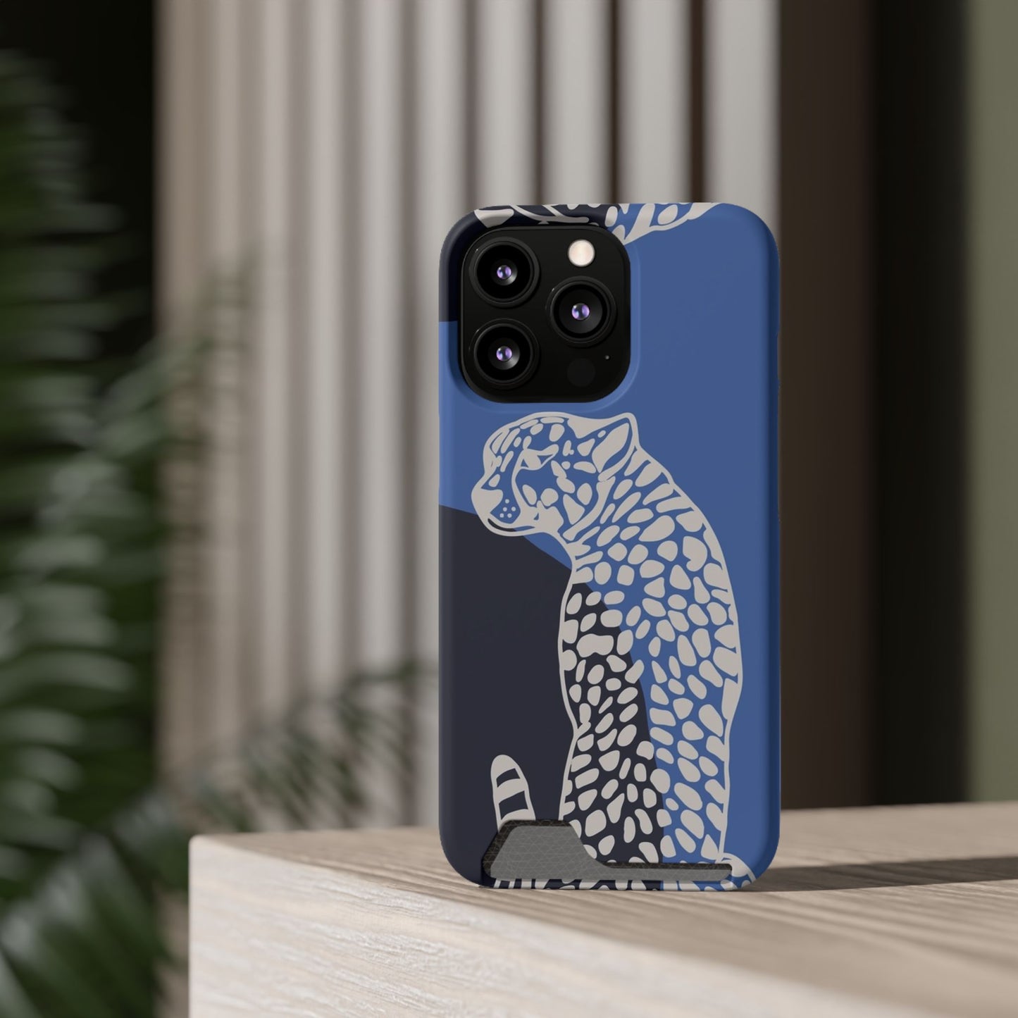 Leopard Bleu Card Phone Case — Blue Animal Print Card holder