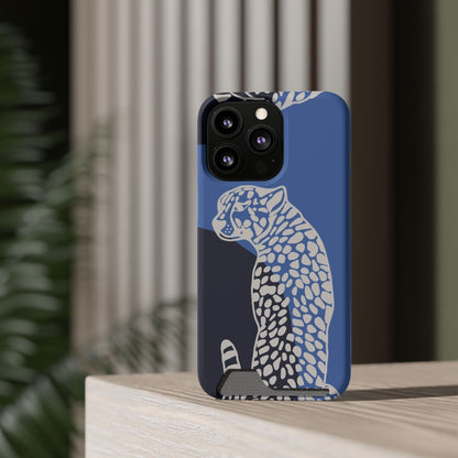 Leopard Bleu Card Phone Case — Blue Animal Print Card holder