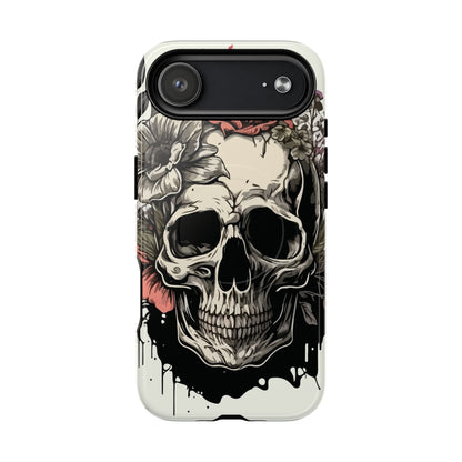 Dark Aura Skull & Roses iPhone Case – Gothic Floral Magnetic Protective Cover
