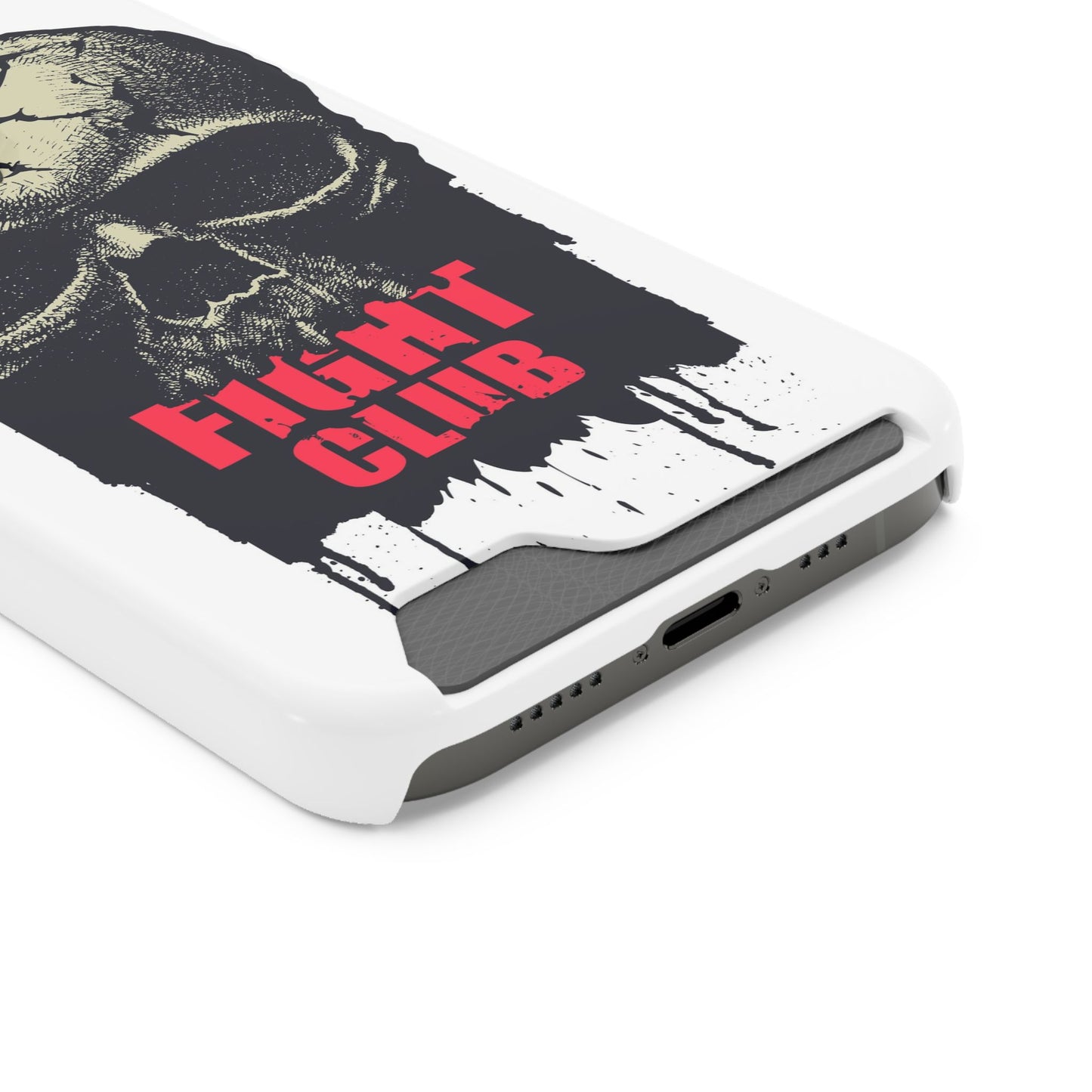 Fight Club Skull Phone Case with Card Holder — Bold Gothic Skull Design