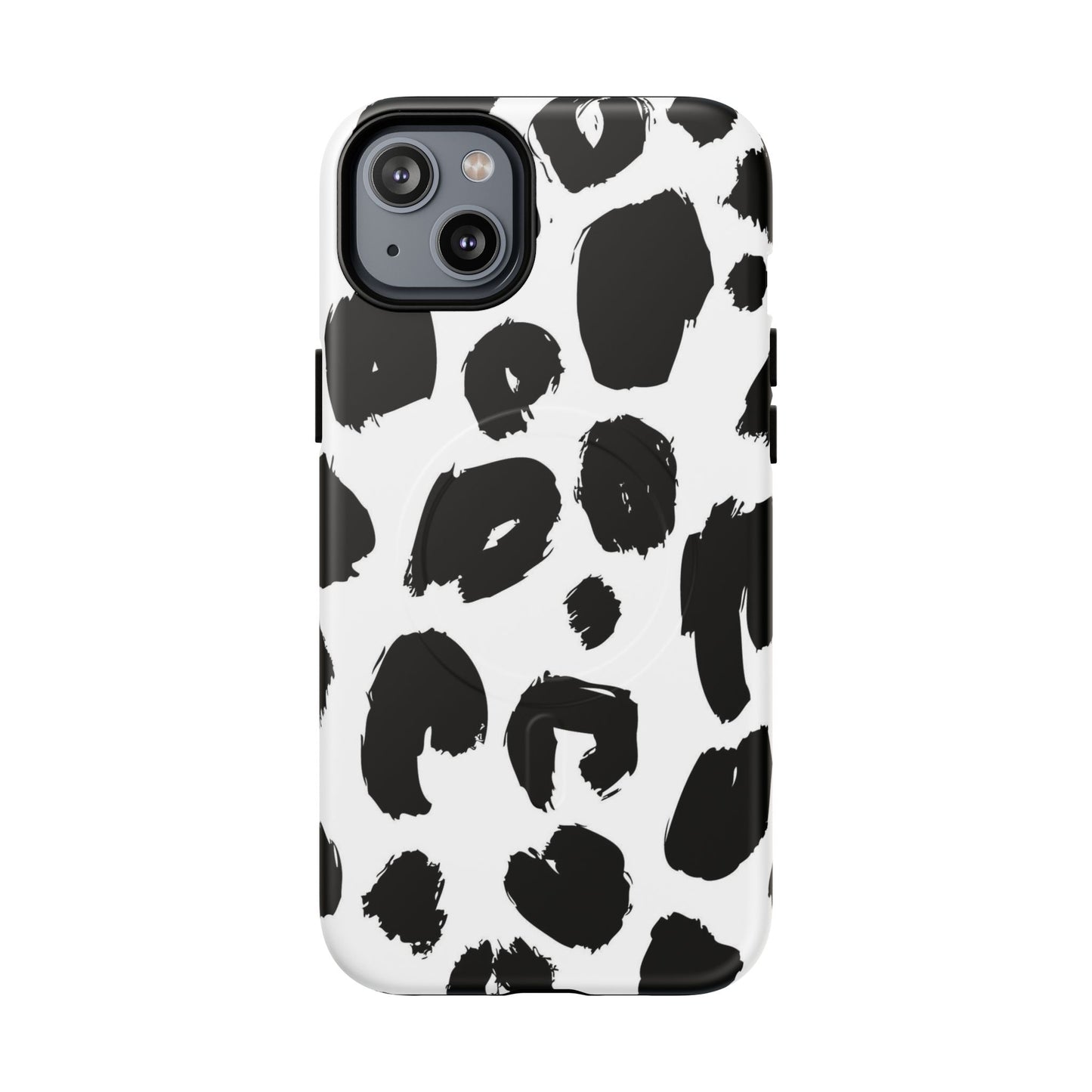 Ink Leopard Magnetic Phone Case — Black & White Animal Print Fashion Protective Cover